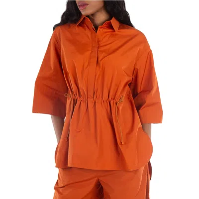 Max Mara Loose-fitting Cotton Poplin Shirt In Brown