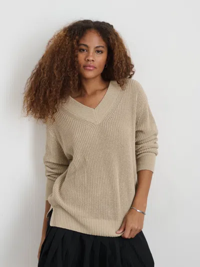 Alex Mill Arielle V Neck Sweater In Cotton Linen In Flax