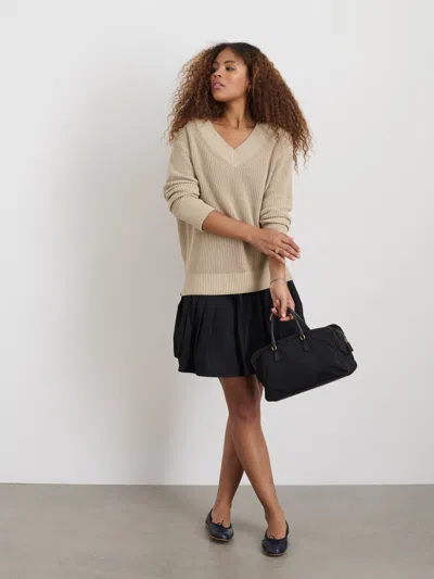 Alex Mill Arielle V Neck Sweater In Cotton Linen In Flax