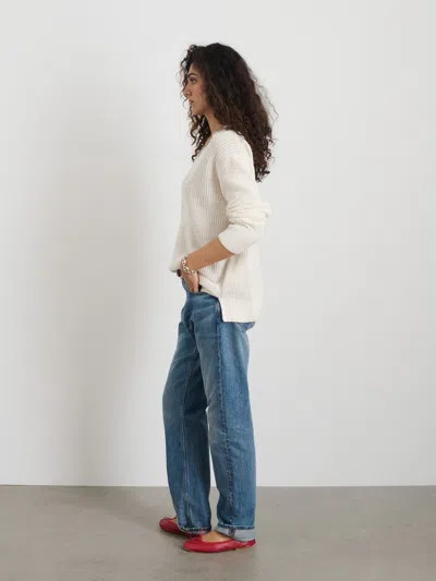 Alex Mill Arielle V Neck Sweater In Cotton Linen In Off White