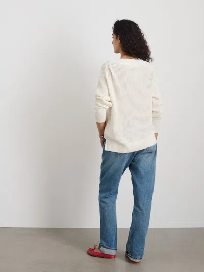 Alex Mill Arielle V Neck Sweater In Cotton Linen In Off White