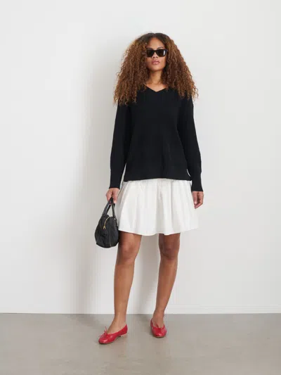 Alex Mill Arielle V Neck Sweater In Cotton Linen In Washed Black
