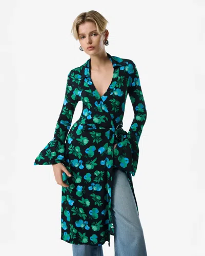 Coperni Knee Length Wrap Dress With Floral Pattern In Green