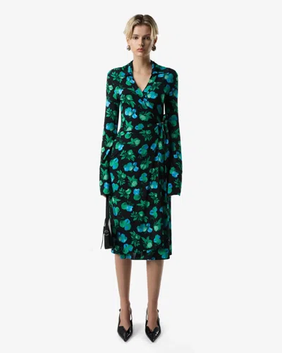 Coperni Knee Length Wrap Dress With Floral Pattern In Green