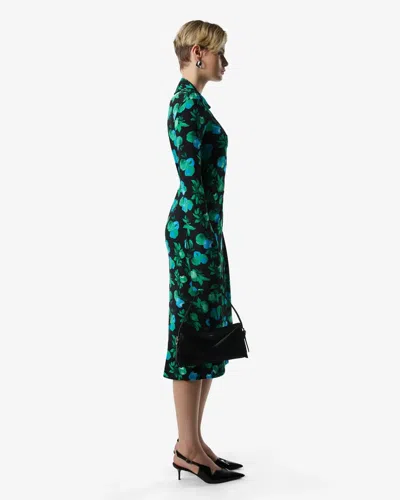 Coperni Knee Length Wrap Dress With Floral Pattern In Green