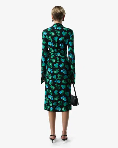 Coperni Knee Length Wrap Dress With Floral Pattern In Green
