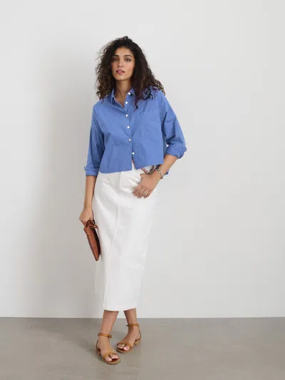 Alex Mill Cropped Jo Shirt In Cotton Voile In Coastal Blue