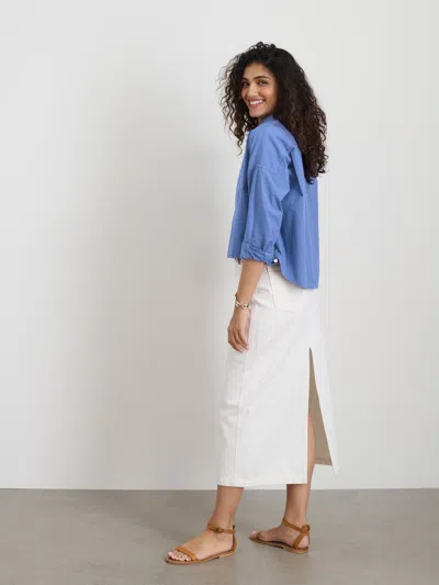 Alex Mill Cropped Jo Shirt In Cotton Voile In Coastal Blue