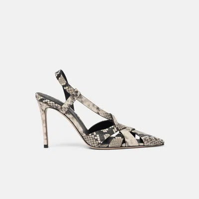 Scarosso Athena Embossed Slingback Pumps In Gray