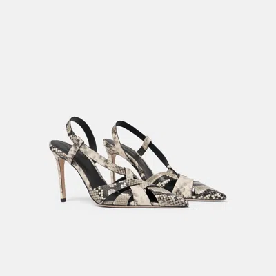 Scarosso Athena Embossed Slingback Pumps In Gray