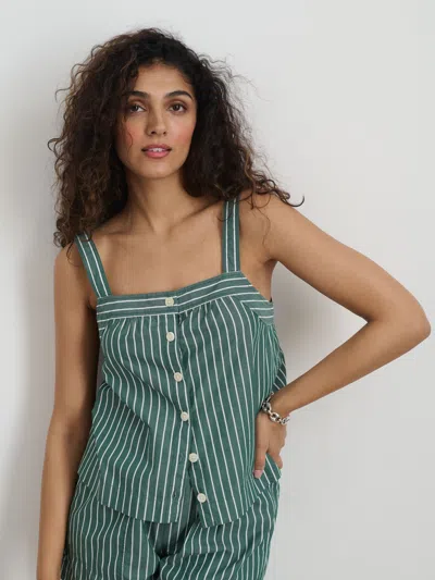 Alex Mill Montauk Striped Tank In Cotton In Green/white