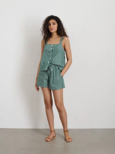 Alex Mill Montauk Striped Tank In Cotton In Green/white