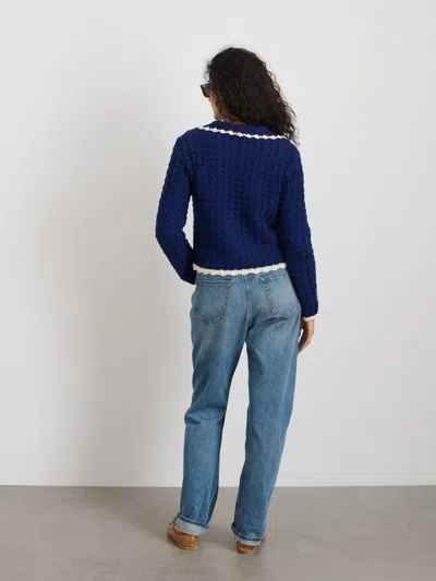 Alex Mill Molly Hand-crochet Cardigan In Navy/ivory