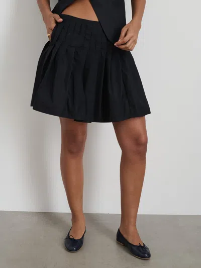 Alex Mill Penelope Pleated Skirt In Cotton Poplin In Rich Black