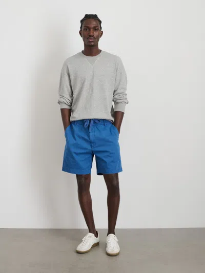 Alex Mill Pull On Short In Cotton Herringbone In Cunningham Blue