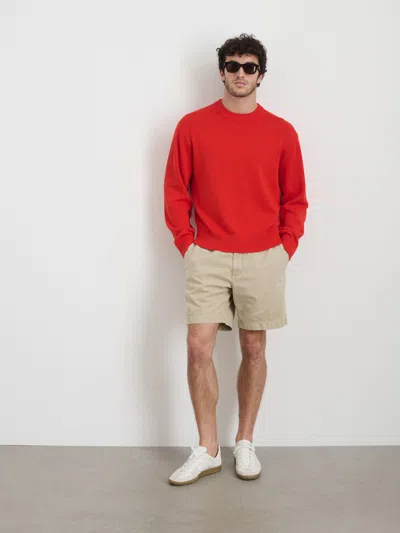 Alex Mill Pull On Short In Cotton Herringbone In Stoneware