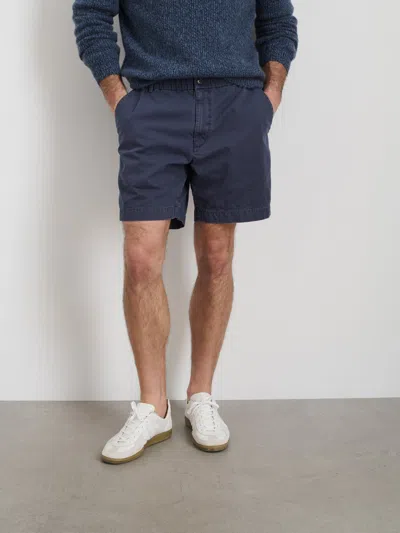 Alex Mill Pull On Short In Cotton Herringbone In Navy