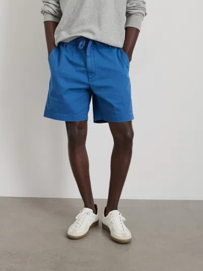 Alex Mill Pull On Short In Cotton Herringbone In Cunningham Blue