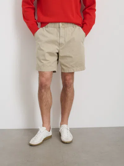 Alex Mill Pull On Short In Cotton Herringbone In Stoneware