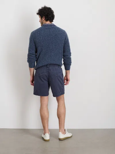 Alex Mill Pull On Short In Cotton Herringbone In Navy