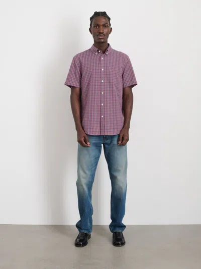 Alex Mill Short Sleeve Mill Shirt In Madras In Red/navy