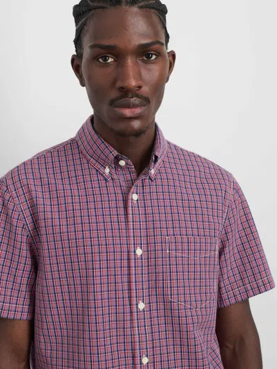 Alex Mill Short Sleeve Mill Shirt In Madras In Red/navy