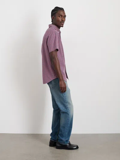 Alex Mill Short Sleeve Mill Shirt In Madras In Red/navy