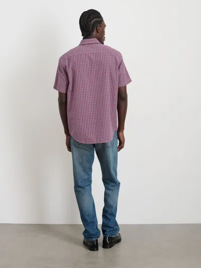 Alex Mill Short Sleeve Mill Shirt In Madras In Red/navy