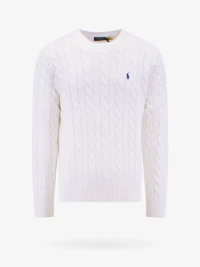 Polo Ralph Lauren Textured Cable Knit Sweater With Round Neckline And Fitted Silhouette In White