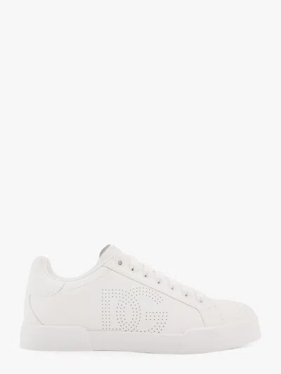 Dolce & Gabbana Women Portofino Low-top Leather Sneakers With Lateral Monogram