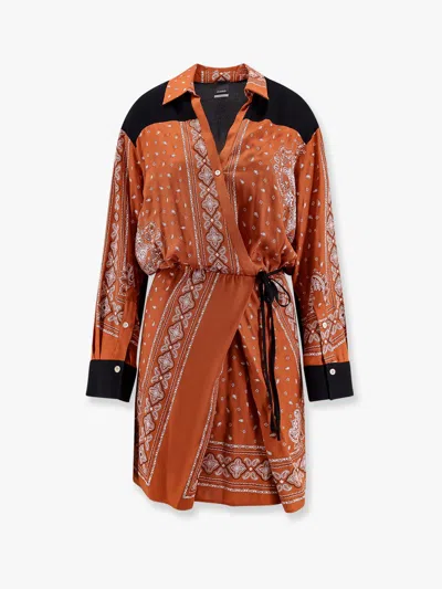 Pinko Mesopotamia Viscose Dress With Bandana Print And Georgette Profiles