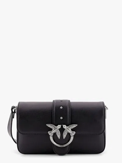 Pinko Love One Classic Leather Shoulder Bag In Black