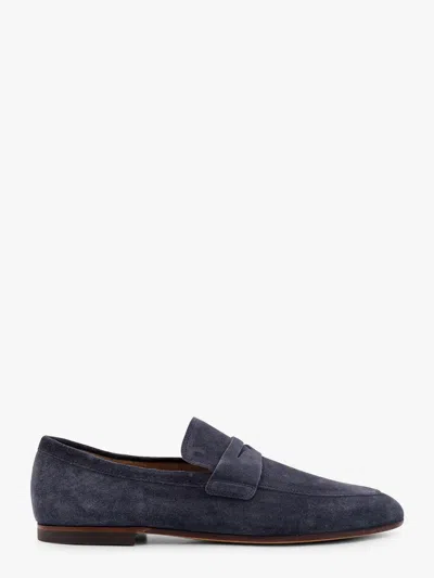 Tod's Almond Toe Leather Loafers With Rubber Heel