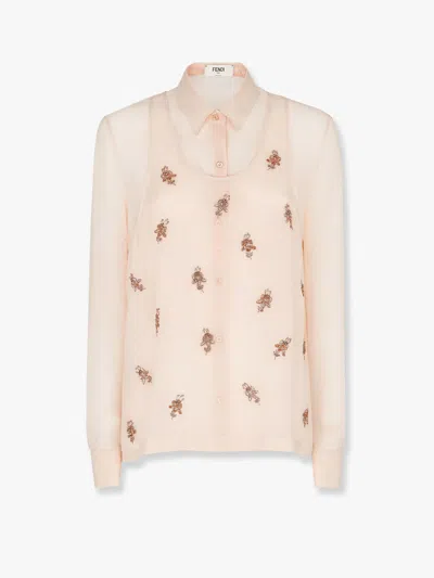 Fendi Georgette Top With Rhinestones And Sequins Embroidery