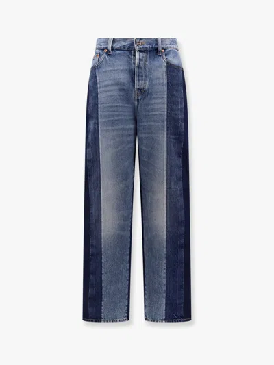 Gucci Patchwork Straight-leg Jeans In Blue