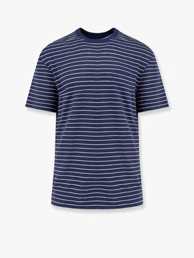 Tシャツ・カットソー BRUNELLO CUCINELLI Striped linen stretch jersey t-shirt Blu Jersey T-shirt for Man in Blue | Brunello Cucinelli