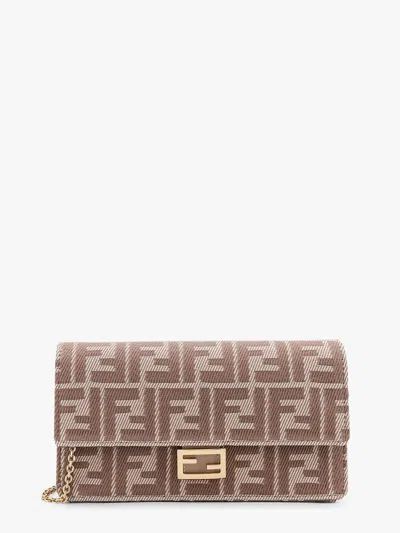 Fendi Wallet On Chain Baguette With Shoulder Strap With All-over Ff Motif