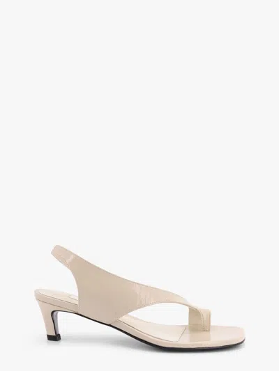 Totême Beige Naplack Leather Thong Heeled Sandals In White