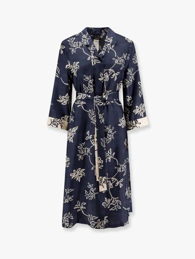 S Max Mara Timeo Kaftan Silk Dress With Floral Print