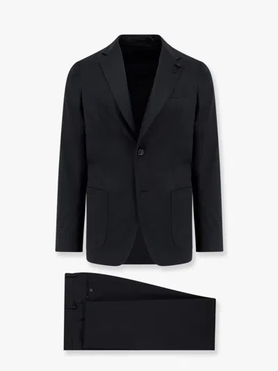 Lardini Stretch Cotton Suit With Iconic Removable Brooch