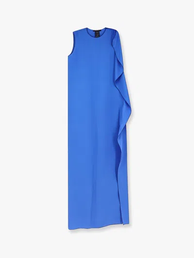 Max Mara Pianoforte Light Blue Flowy Silk Dress Women