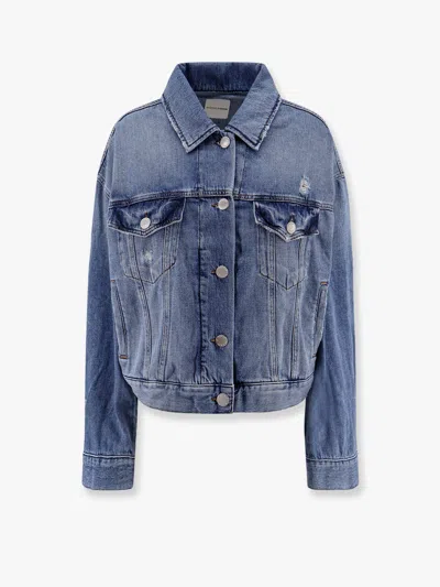 Pinko Denim Jacket Distressed Flap Pockets