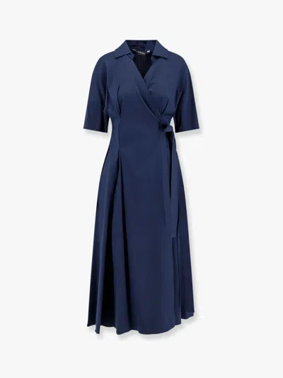 's Max Mara Waist Belt Pleated Wrap Dress