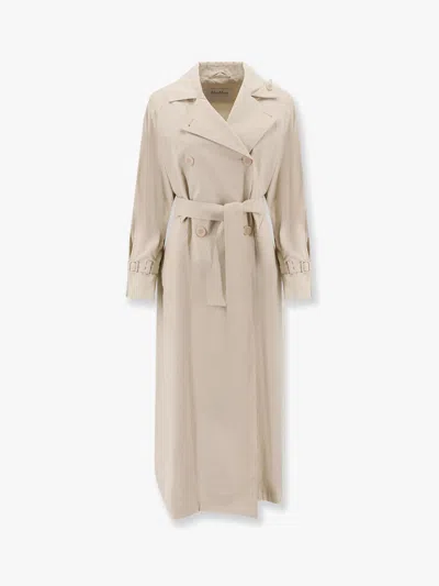 Max Mara Sand Linen Ronco Trench Coat