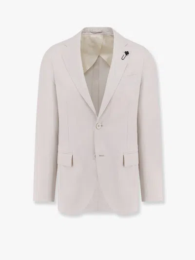 Lardini Iconic Single-breasted Virgin Wool, Silk And Linen Blazer In Neutral