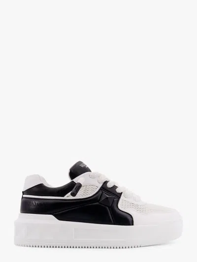 Valentino One Stud Xl Low-top Sneaker In Nappa Leather And Jacquard Toile Iconographe Technical Fabric