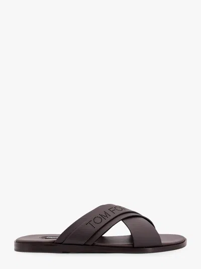 Tom Ford Mens Preston Crossover-strap Leather Sandals Dark Brow