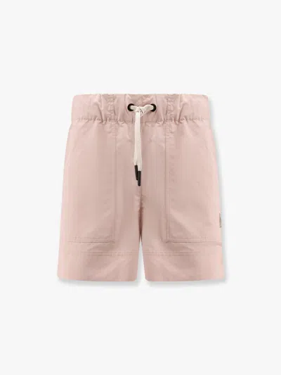 Moncler Grenoble Pink Shorts With Elastic Drawstring Elastic Waist And Logo Embroidery On The Side I