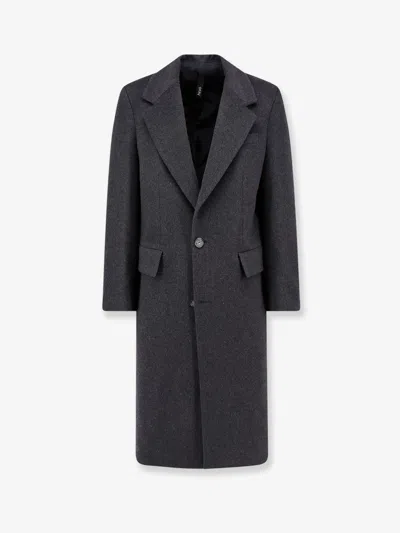 Hevo Grey Double-breasted Coat With Pointed Lapels