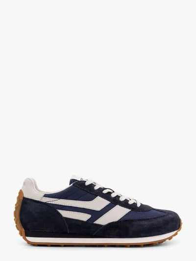 Tom Ford Navy Suede And Mesh Sneakers With Contrast Stripes